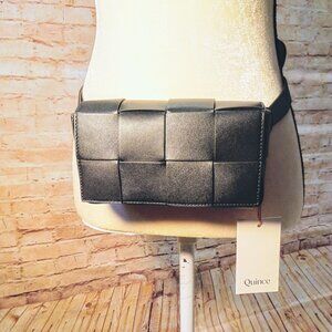 NWT Quince Leather Woven Flap Fanny Bag